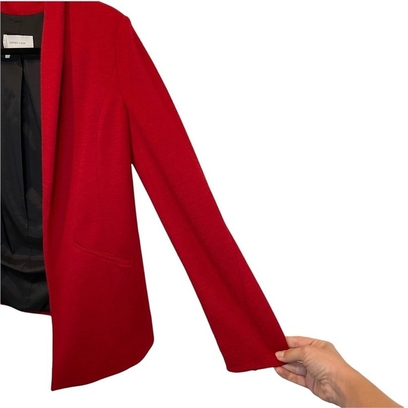 10 Crosby Derek Lam Wool Blend Open Front Blazer Jacket Red 6 - Picture 3 of 9